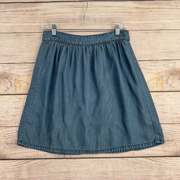 Madewell Chambray Back Zip Skirt Womens 4 Blue Medium Wash - Picture 1 of 10